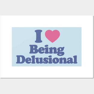 Y2K Tee Shirt, 100% delusional Shirt, Funny Tee, 2000's t-Shirt, I heart being delusional, I Love Being Delusional, 90s Aesthetic, Funny Quote Y2K Posters and Art